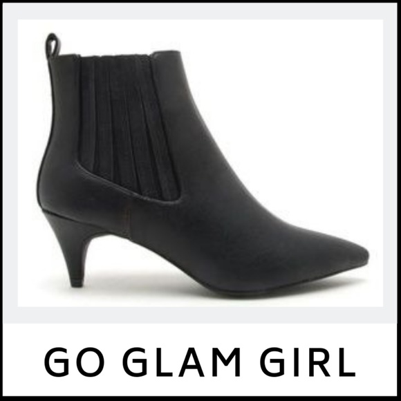 Glam Girl Fashion Shoes - NWT QUPID Low Heel Vegan Leather Ruched Bootie